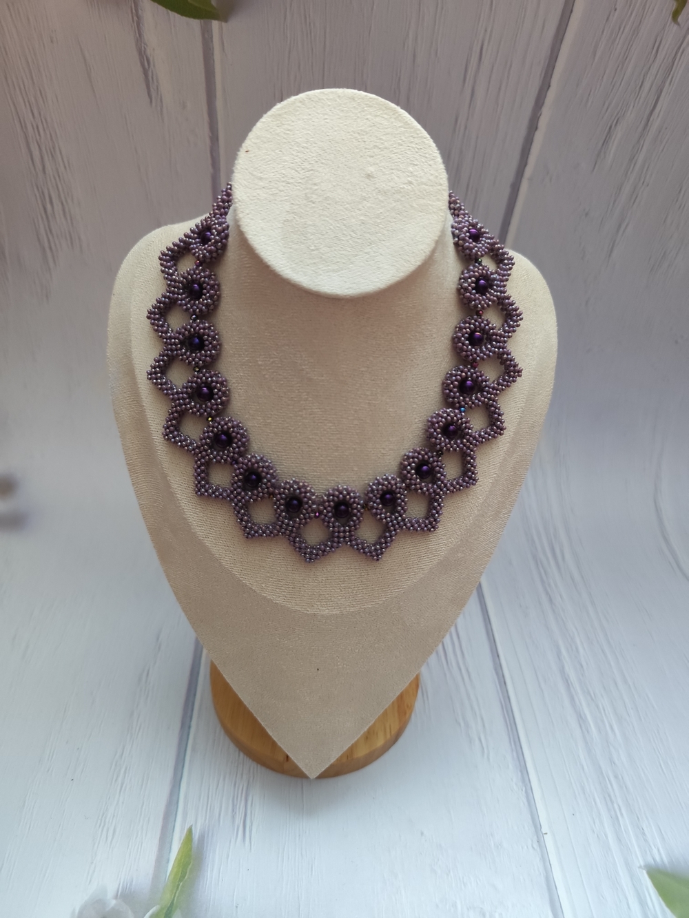 Handmade Purple Beaded  Statement Necklace - Women Jewelry
